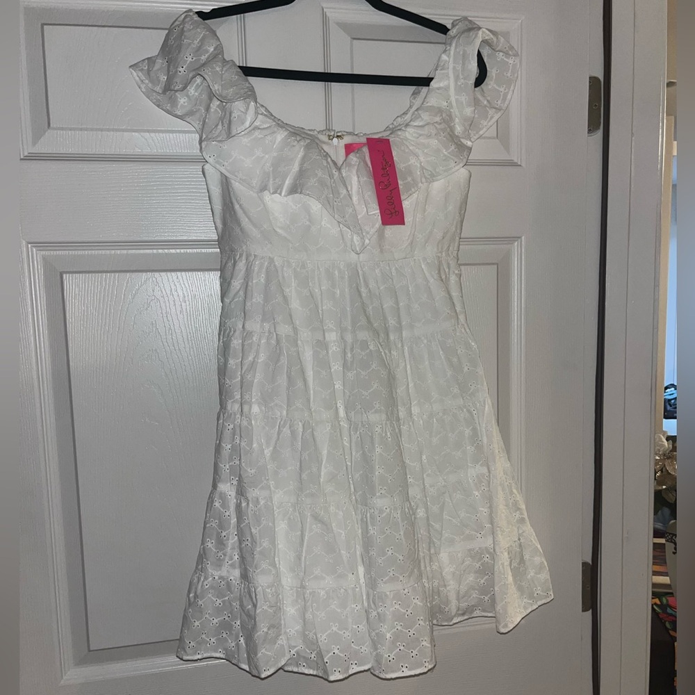 Lilly Pulitzer Emie white eyelet lace dress 2 XS small swing bridal bride